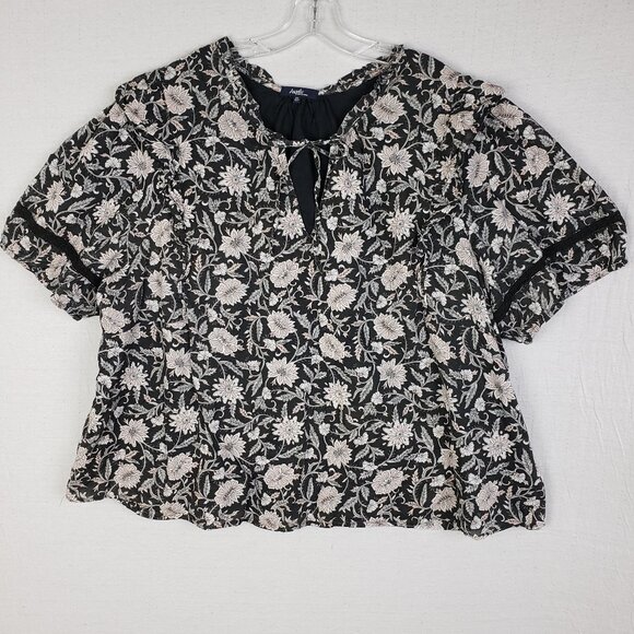 Angels Forever Young Peasant Blouse Top Floral Print Boho Cotton size 3X Resort - Picture 2 of 12